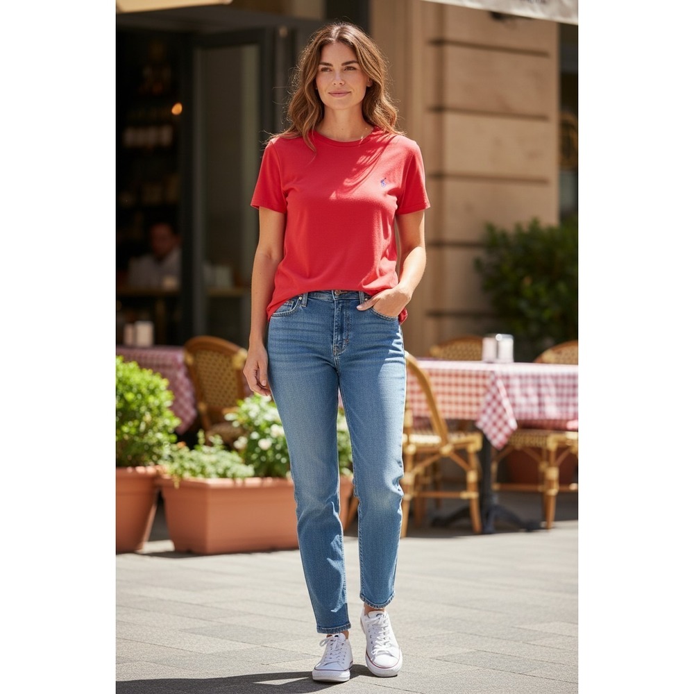 Polo Ralph Lauren Crew neck Tee Shirt Top Logo‎ Red SZ M Custom Fit 100% Cotton